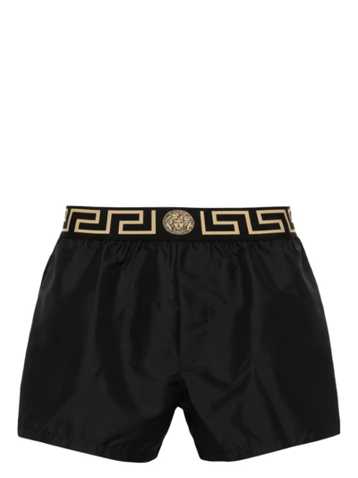Shop Versace Swim Short Boxer Tessuto Poly Golfo Pd Taiana In G Black Gold Greek Key