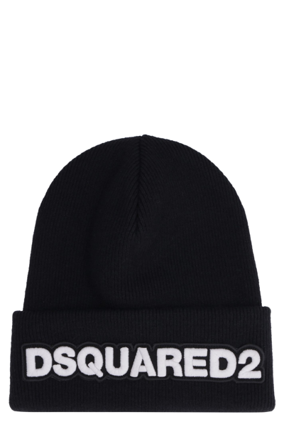 Dsquared2 Wool Logo Hat In Black