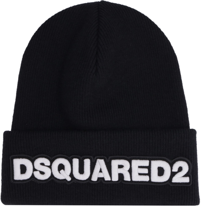 Dsquared2 Wool Logo Hat In Black