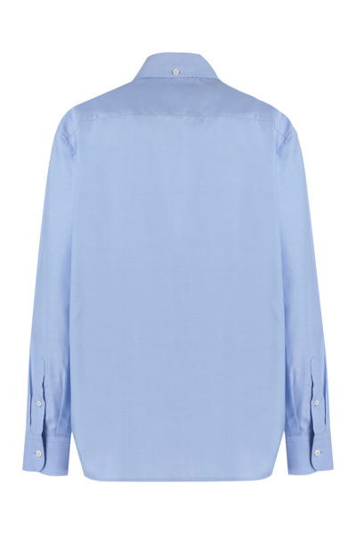 Shop Prada Oxford Shirt In Cotton In Light Blue