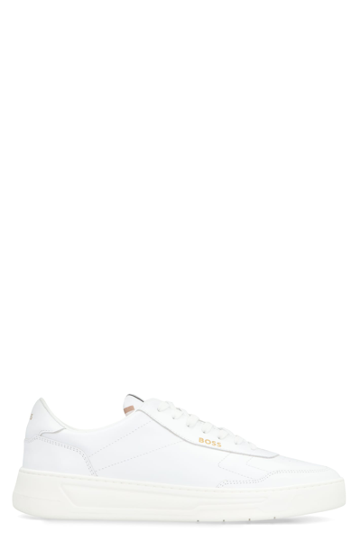 Shop Hugo Boss Baltimore Leather Low-top Sneakers In White