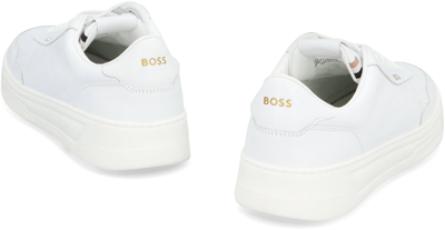 Shop Hugo Boss Baltimore Leather Low-top Sneakers In White