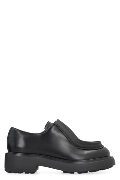 Shop Prada Leather Lace-up Shoes In Black