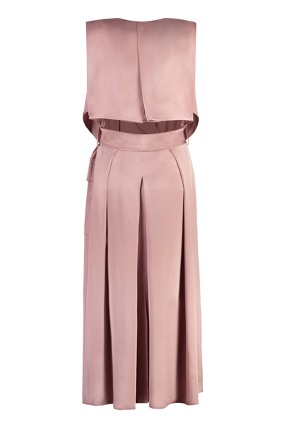 Victoria Beckham Sleeveless Satin Midi Wrap Trench Dress In Pink