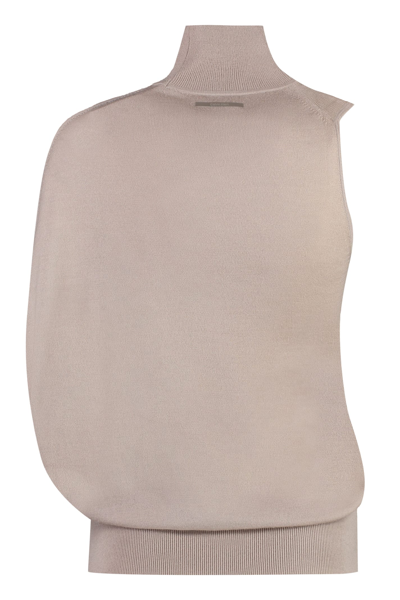 Shop Calvin Klein Sleeveless Turtleneck Sweater In Taupe