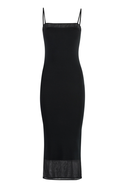 Shop Calvin Klein Ribbed Knit Midi Dress In Black