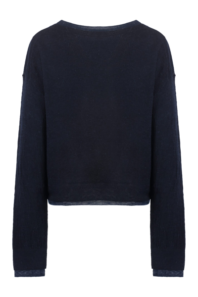 Shop Vince Long Sleeve Crew-neck Sweater In Blue