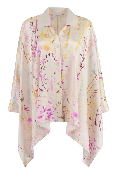 Shop Agnona Printed Silk Shirt In Skin