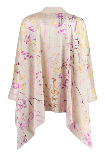 Shop Agnona Printed Silk Shirt In Skin