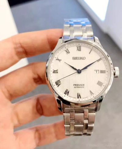 Pre-owned Seiko Srpc79j1 Zen Garden, Mens Automatic Brand Watch, White