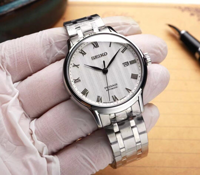 Pre-owned Seiko Srpc79j1 Zen Garden, Mens Automatic Brand Watch, White