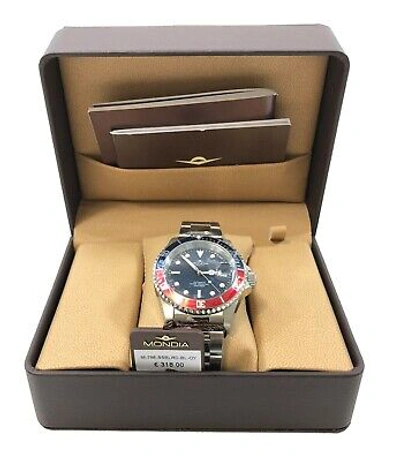 Pre-owned Mondia Italy Men Watch Madison Urban Automatic Blue Red 42mm Mi-786 Pepsi Diver