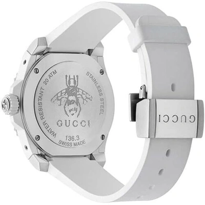 Pre-owned Gucci Ya136337 Men's Dive White Dial Quartz Watch
