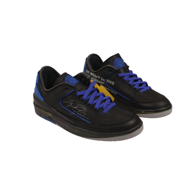 Pre-owned Off-white C/o Virgil Abloh Black & Blue Jordan 2 Low Sneakers Size 7 $350
