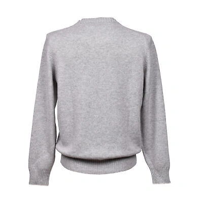 Pre-owned Brunello Cucinelli Men's 100% Cashmere Gray Crew Neck Logo Sweater/pullover