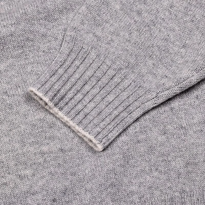 Pre-owned Brunello Cucinelli Men's 100% Cashmere Gray Crew Neck Logo Sweater/pullover