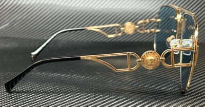 Pre-owned Versace Ve2255 10021 Gold Blue Unisex Large 63 Mm Sunglasses