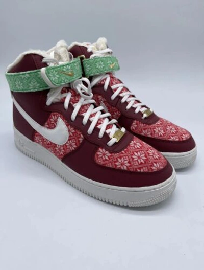 NIKE Pre-owned Air Force 1 High Christmas Sweater Dc1620-600 Men's Sizes 8.5-11 In Red