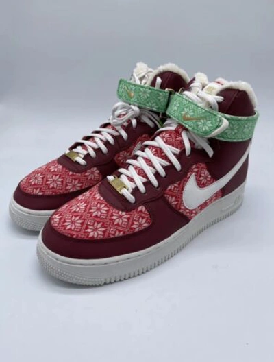 Pre-owned Nike Air Force 1 High Christmas Sweater Dc1620-600 Men's Sizes 8.5-11 In Red