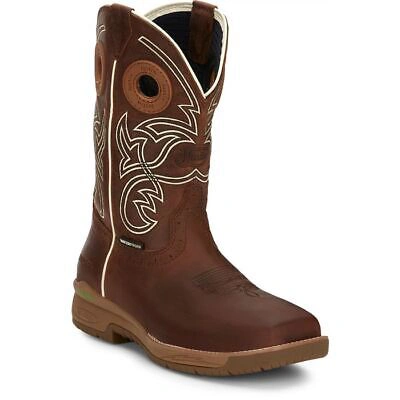 Pre-owned Justin Boots Justin Men's Cr3201 11" Spice Brown Composite Toe Waterproof Eh Work Boots In Spice Brown (brown)