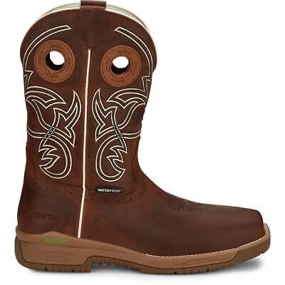 Pre-owned Justin Boots Justin Men's Cr3201 11" Spice Brown Composite Toe Waterproof Eh Work Boots In Spice Brown (brown)