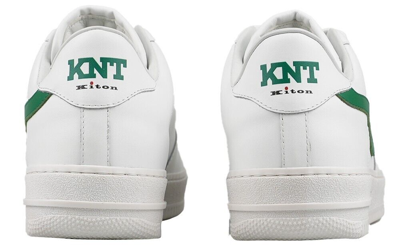 Pre-owned Knt Kiton Sneakers Shoes For Man 100% Leather Sz 8.5 Us 41.5 Eu Knsw6 In White/green