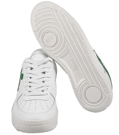 Pre-owned Knt Kiton Sneakers Shoes For Man 100% Leather Sz 8.5 Us 41.5 Eu Knsw6 In White/green