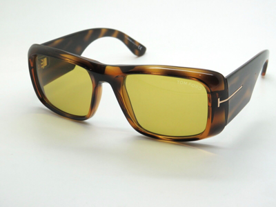 Pre-owned Tom Ford Ft 0731/s 56e Aristotle Havana Tortoise/yellow 56mm Sunglasses