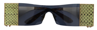 Pre-owned Dolce & Gabbana Gold Metal Rectangle Shades Dg2263 Sunglasses Rrp $1000 In Blue