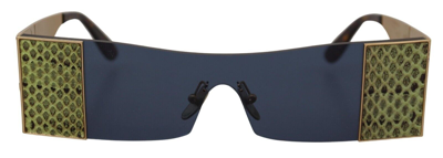 Pre-owned Dolce & Gabbana Gold Metal Rectangle Shades Dg2263 Sunglasses Rrp $1000 In Blue