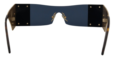 Pre-owned Dolce & Gabbana Gold Metal Rectangle Shades Dg2263 Sunglasses Rrp $1000 In Blue