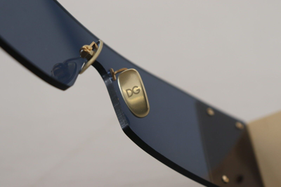 Pre-owned Dolce & Gabbana Gold Metal Rectangle Shades Dg2263 Sunglasses Rrp $1000 In Blue