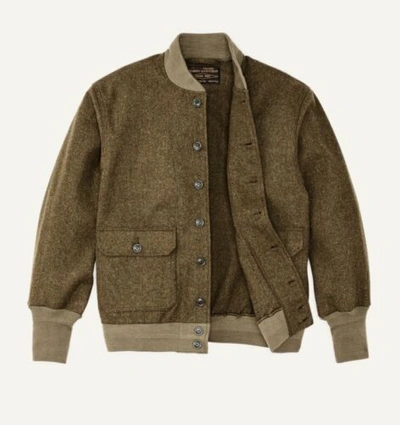 Pre-owned Filson Men's Ccc Wool Bomber Jacket - Size Large Color: Marsh Olive