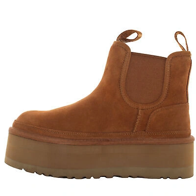 Pre-owned Ugg A23us Women's Ankle Boot 1134526 W Neumel Platform Chelsea Che In Brown