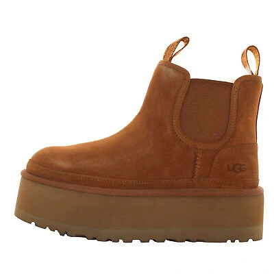 Pre-owned Ugg A23us Women's Ankle Boot 1134526 W Neumel Platform Chelsea Che In Brown