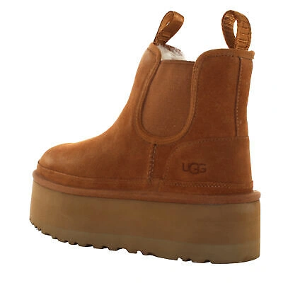 Pre-owned Ugg A23us Women's Ankle Boot 1134526 W Neumel Platform Chelsea Che In Brown