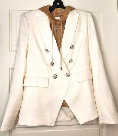 Pre-owned Veronica Beard Sz 2  Dickey Jacket Miller White Womens Blazer $698