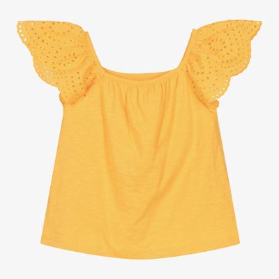 Shop Boboli Girls Yellow Cotton Jersey Blouse