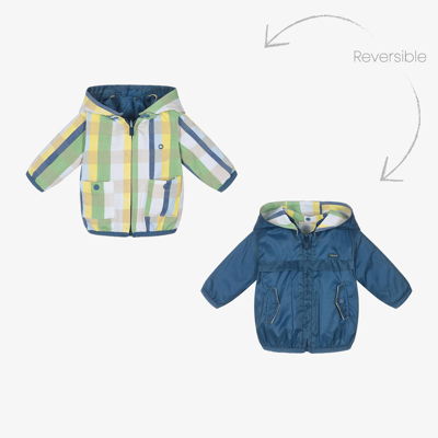 Shop Mayoral Newborn Baby Boys Blue & Green Reversible Jacket