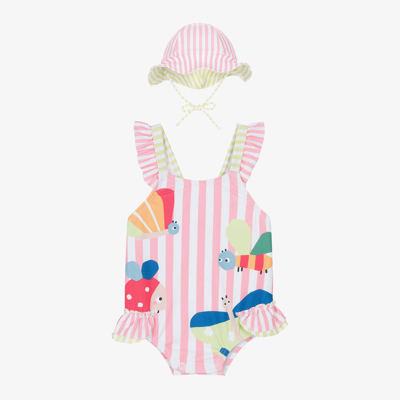 Shop Mayoral Baby Girls Pink Stripe Swimsuit Set