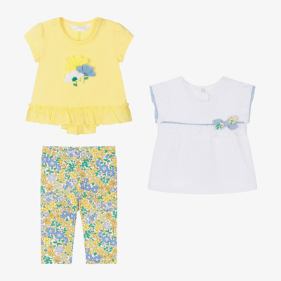Shop Mayoral Baby Girls Yellow Floral Leggings Set