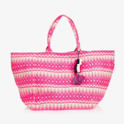 Shop Sunuva Girls Pink Jacquard Oversized Canvas Bag (70cm)
