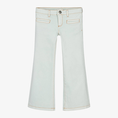 Shop Bonpoint Girls Light Blue Denim Wide-leg Jeans