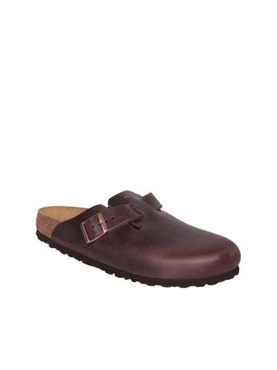 Shop Birkenstock Leather Slide Sandals In Brown