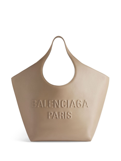 Shop Balenciaga Neutral Mary-kate Leather Tote Bag In Neutrals