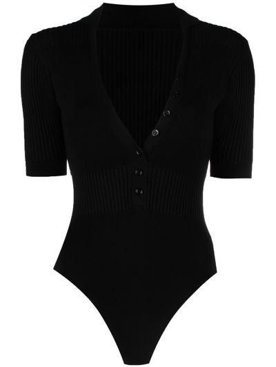 Shop Jacquemus Yauco Ribbed Bodysuit - Women's - Polyester/viscose In Black