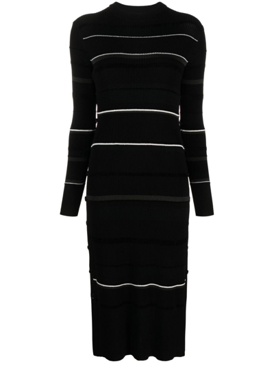 Shop Proenza Schouler Rachel Striped Midi Dress In Black