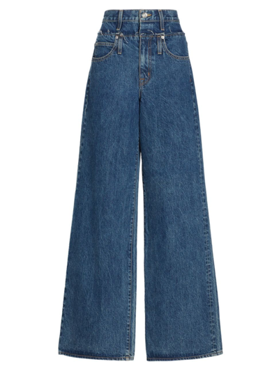 Shop Slvrlake Women's Re-worked Eva Double Waist High-rise Wide-leg Jeans In Forbidden Love