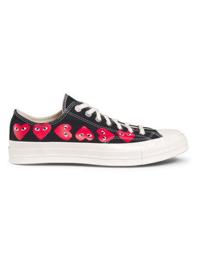 Shop Comme Des Garçons Play Cdg Play X Converse Men's Chuck Taylor All Star Multi-heart Low-top Sneakers In Black