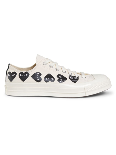Shop Comme Des Garçons Play Cdg Play X Converse Men's Chuck Taylor All Star Multi-heart Low-top Sneakers In Beige